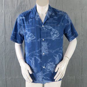 Retro Howie Hawaiian Shirt - Chart Hawaiian Islands Theme - Men's Large